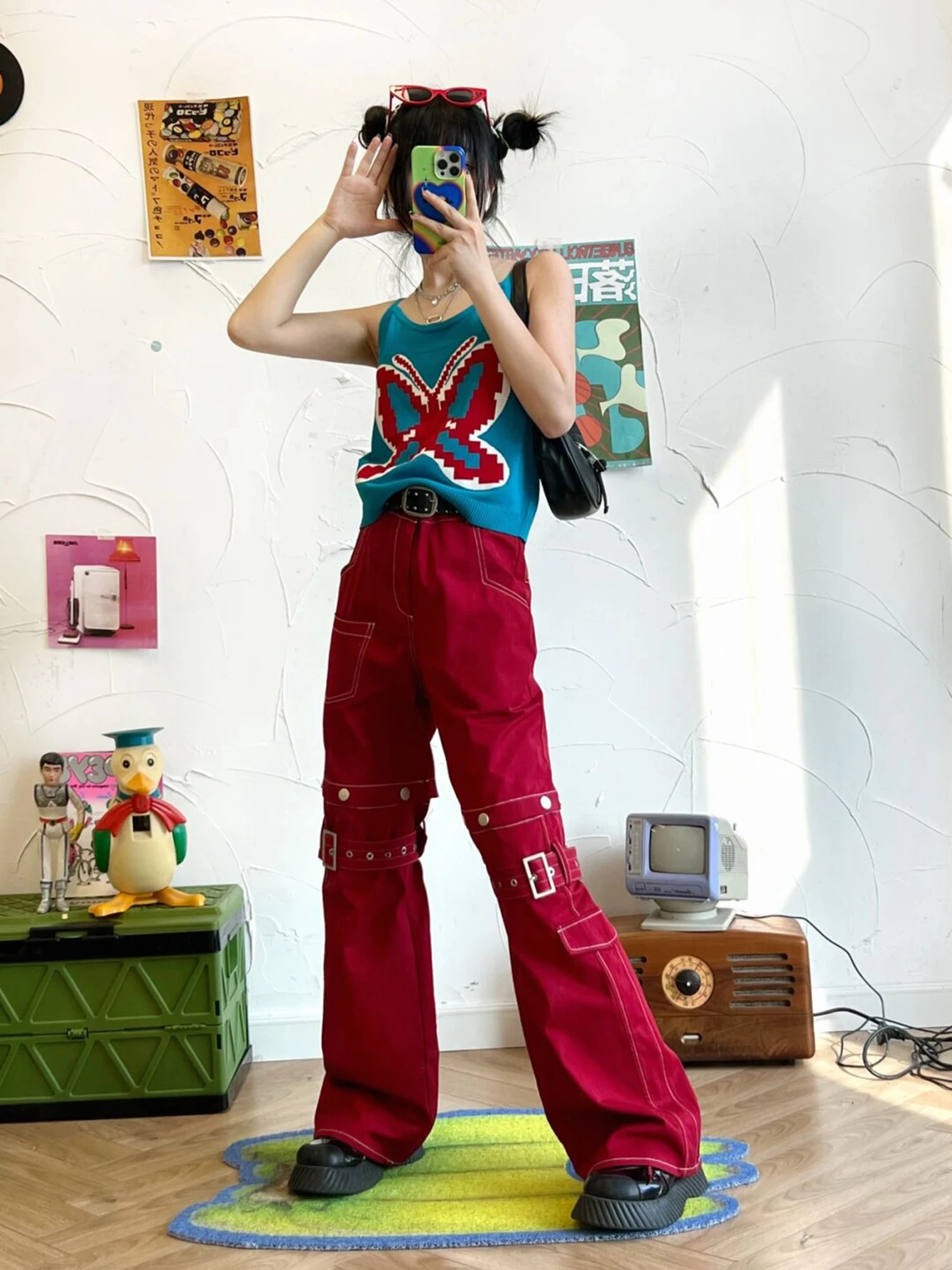 ReddaChic  2 ǽ ݹ Ʈ,  Ĺ ī ,   , Y2k Ʈ    ƮƮ