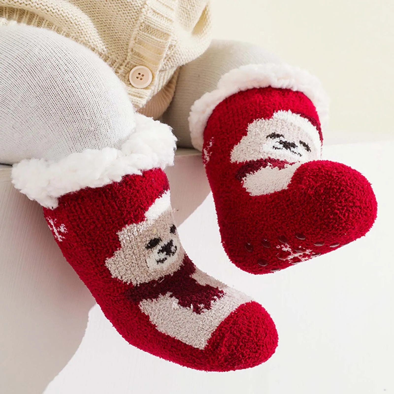 

Children'S Socks Clothes Christmas Newborn Toddler Cotton Soft Kids Baby New Year Winter Autumn Warm Thicken Non-Slip Floor Cute