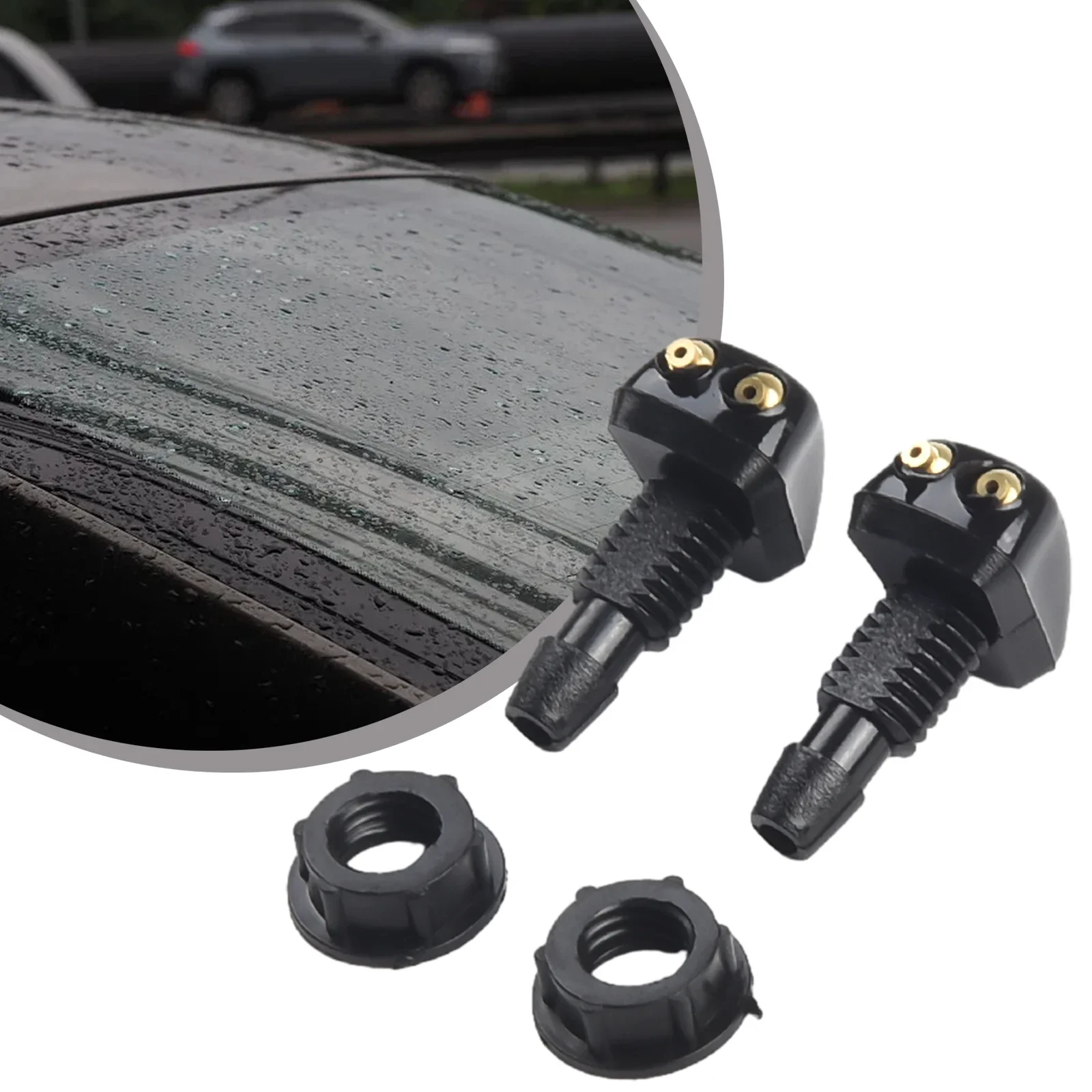 

Sale 2Pcs Washer Nozzles Washer Spray Nozzle For Most Car Models Car Dual Holes Windshield Washer Nozzles Windscreen Wipers