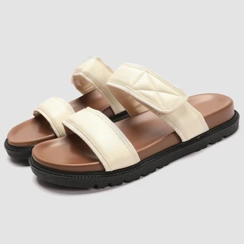 Fashion Round Toe Soft Sole Platform Sandal Women Open Toe Narrow Band Flat Sandals Summer Comfort 35-43 Large Size Beach Shoes