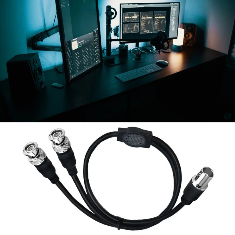 587D Female to Male Plug Extension Coaxial Line BNC Male to Female/Female to Female BNC 1 to 2 Connector Cord Splitter Wire