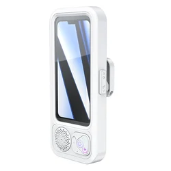 Waterproof Shower Phone Holder with Bluetooth Speaker and 360° Rotation (White)