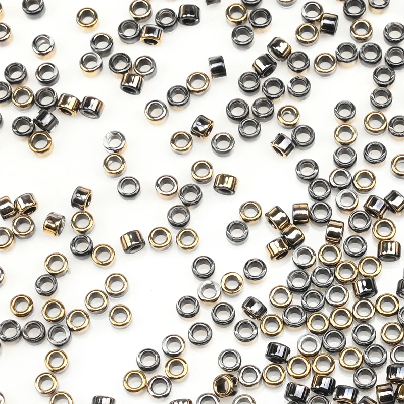 2,5 mm japanische Glas-Antikperlen, schwarz-goldene zylindrische Perlen für die Schmuckherstellung, DIY-Armband, Halskette, Zubehör, 1000 Stück – Detail 3