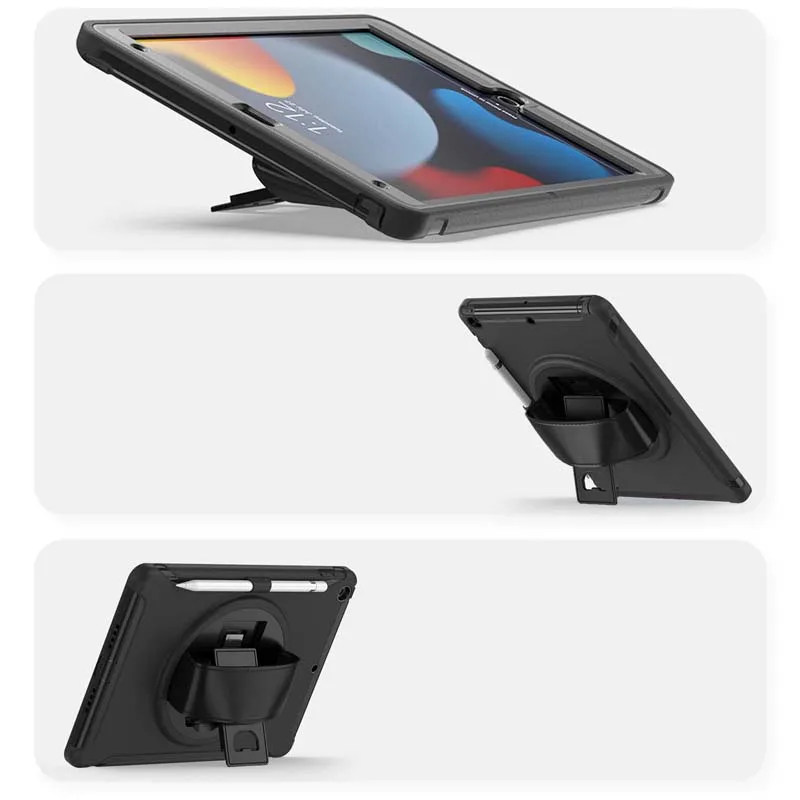 Case for iPad 9 A2602 A2604 A2603 7 8 7th 8th 9th Generation 10.2 inch Rotary Stand Shockproof Cover Pen Holder Hand Strap ipad case tablet case ipad holder ipad keyboard case hand strap