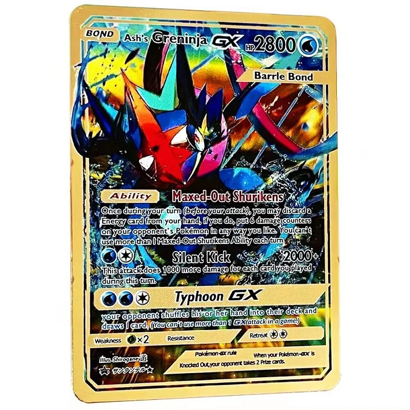 New Pokemon Metal Card Greninja Miraidon Rayquaza Vstar 3800 HP Pokemon Golden English Iron Cards Kid Gift Game Collection Cards