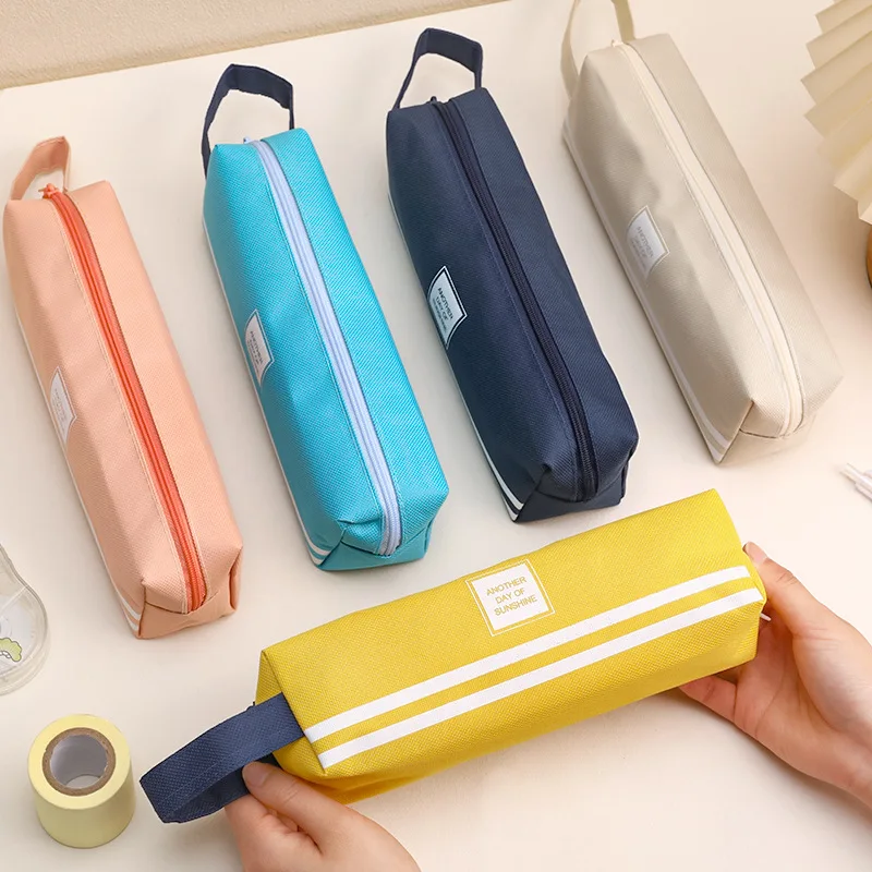 Simple portable Oxford cloth pencil case school student stationery storage  bag children cute pencil bag large capacity pen case