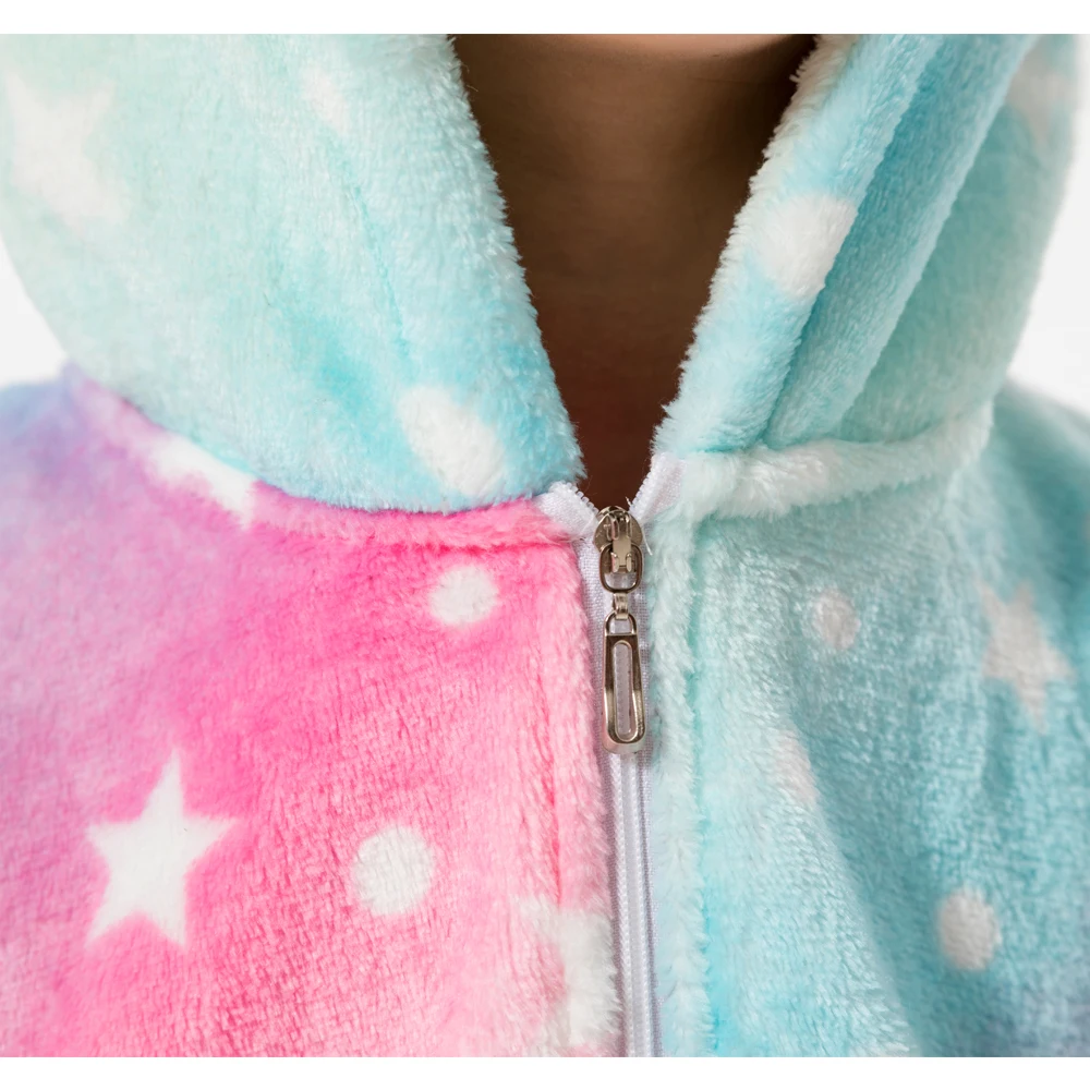 Kawaii Girls Pajamas Winter Purple Unicorn Onesie Hooded Plush Kigurumi Jumpsuit Blanket Sleeper Warm Overall Kids Nightwear Pjs kids pajamas