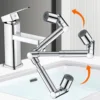Retractable Universal 1440 °Swivel Robotic Arm Swivel Extension Faucet Aerator Kitchen Sink Faucet Extender 2 Water Flow Mode 3