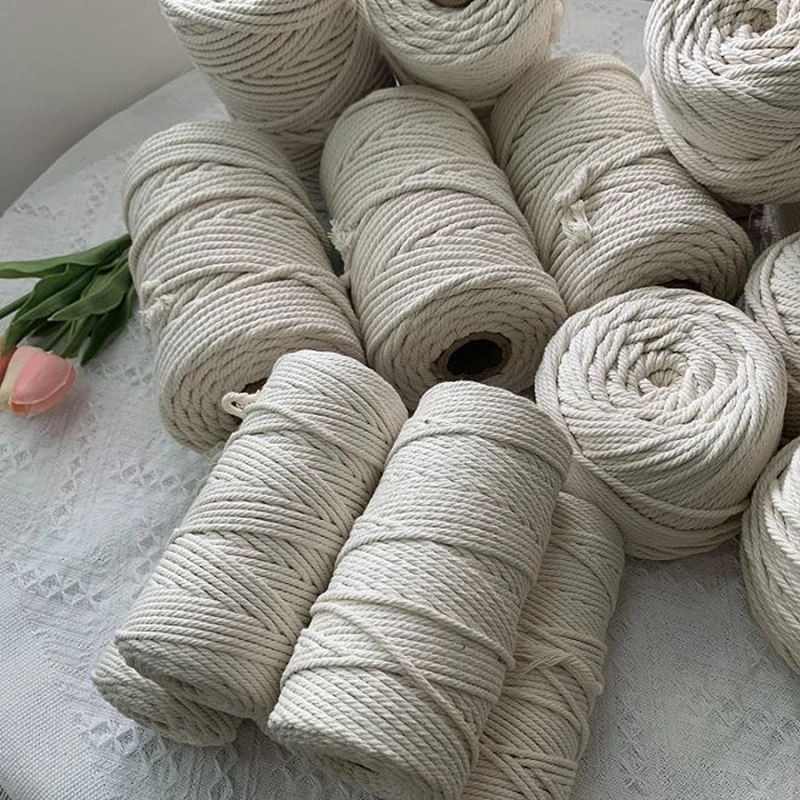 Cotton Macrame Cord String Rope Ribbon Crafts DIY 2mm 3mm 4mm Beige Rope Braided Manual Sewing Bohemia Wedding Home Decoration