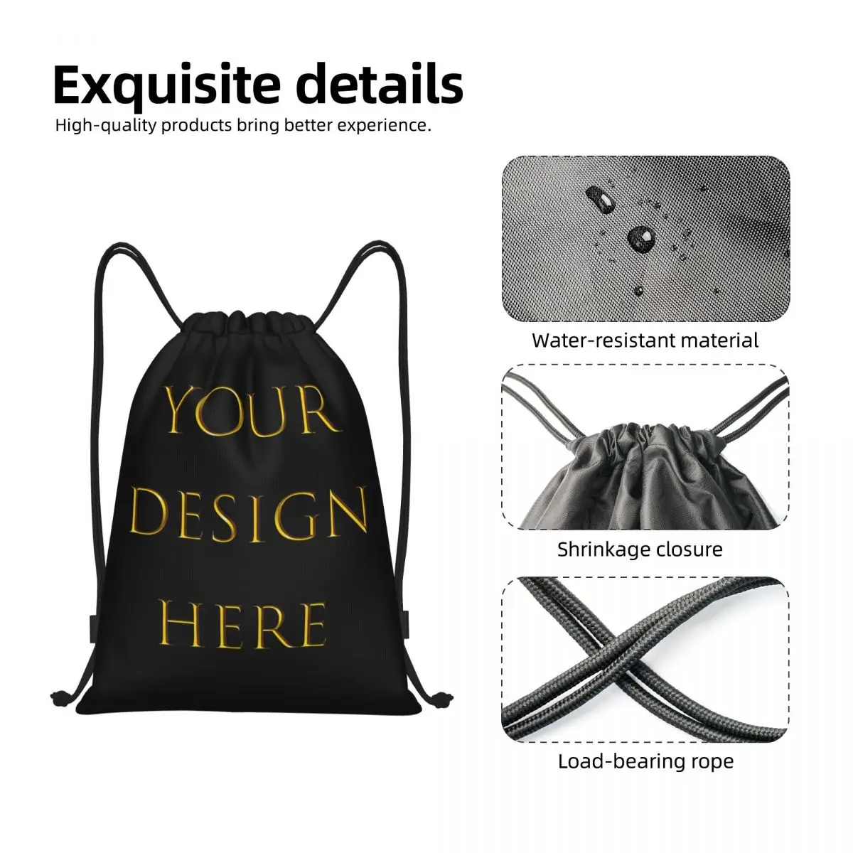 Custom Your Photo Logo Text Print Drawstring Backpack  Gym Sport Sackpack Portable Your Design Here DIY Shopping Bag Sack 3