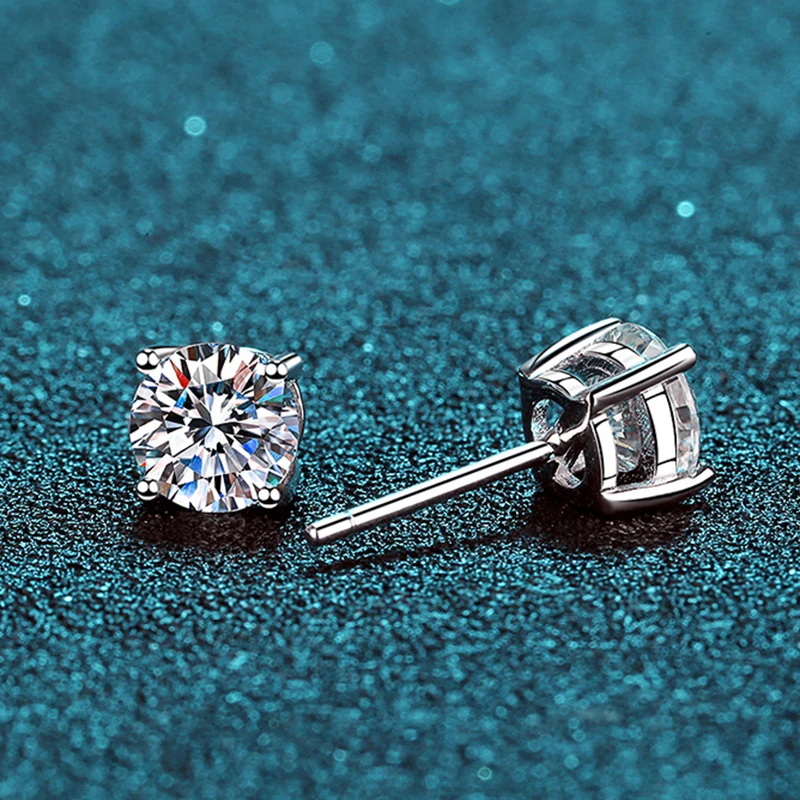 ALIZERO 2.0ct 8mm D Color Moissanite Earrings For Women Lab Grown Diamond Ear Studs 100% 925 Sterling Silver Fine Jewelry