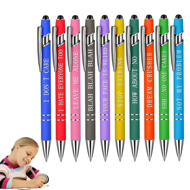 

Funny Pens Ink Pens For Women 10 Pieces Ballpoint Pens Office Inspirational Snarky Screen Touch Stylus Pen Encouraging