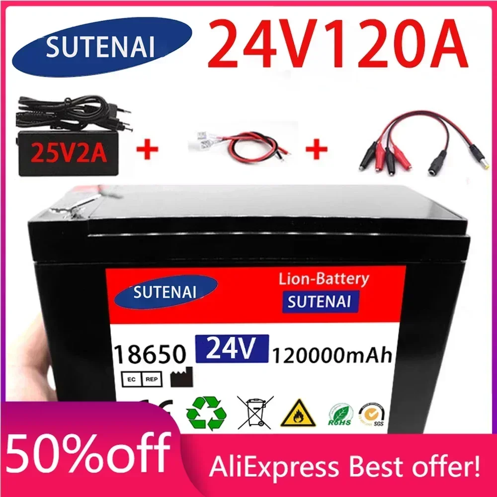 

24v 120A Li Ion 18650 Battery Electric Vehicle Lithium Battery Pack 21V- 25V 35Ah 120Ah Built-in BMS 30A High Current