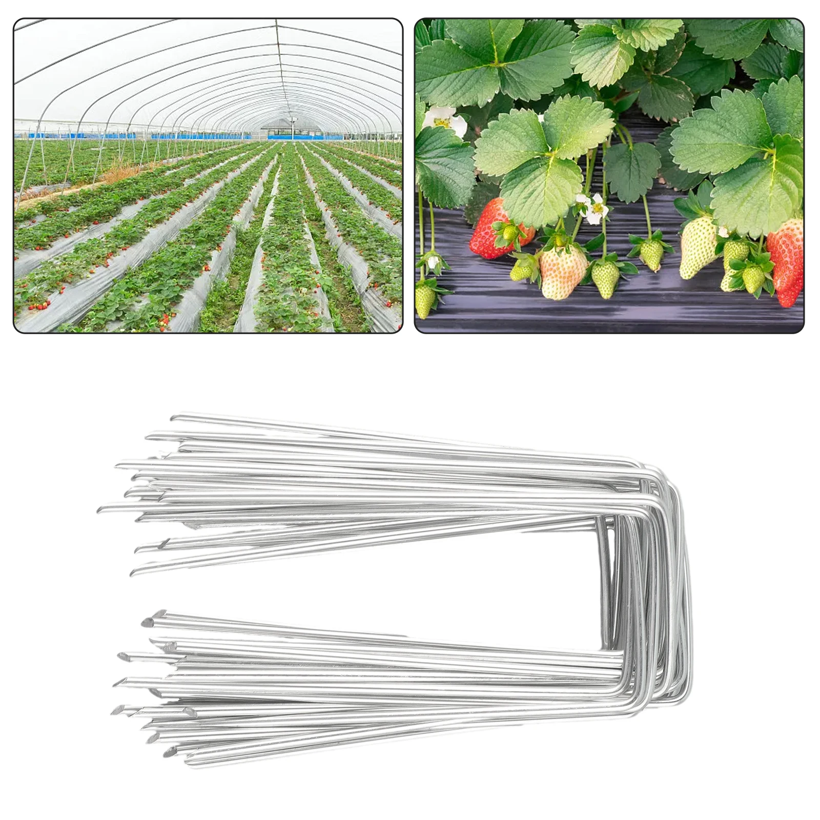 

20 Pcs Galvanised Metal Ground U Tent Pegs Gazebo Camping Tarpaulin Hooks Greenhouse Garden Tools For Garden Lawn Plant Fixation