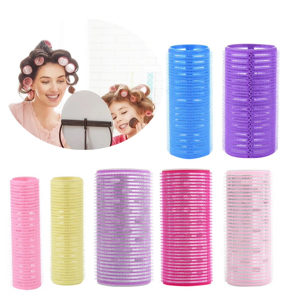 Hair Rollers Curlers Self Grip Holding Self-Adhesive Sticky Hairdressing Lazy Silk Ribbon Heatless Rod Headband Hair Styling