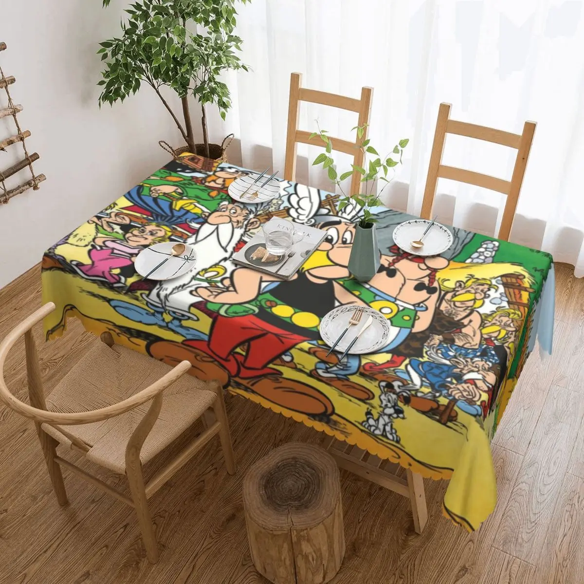 

Rectangular Tablecloth Tablecloth Fit 45"-50" Table Cloth Anime Cartoon Getafix Table Cover