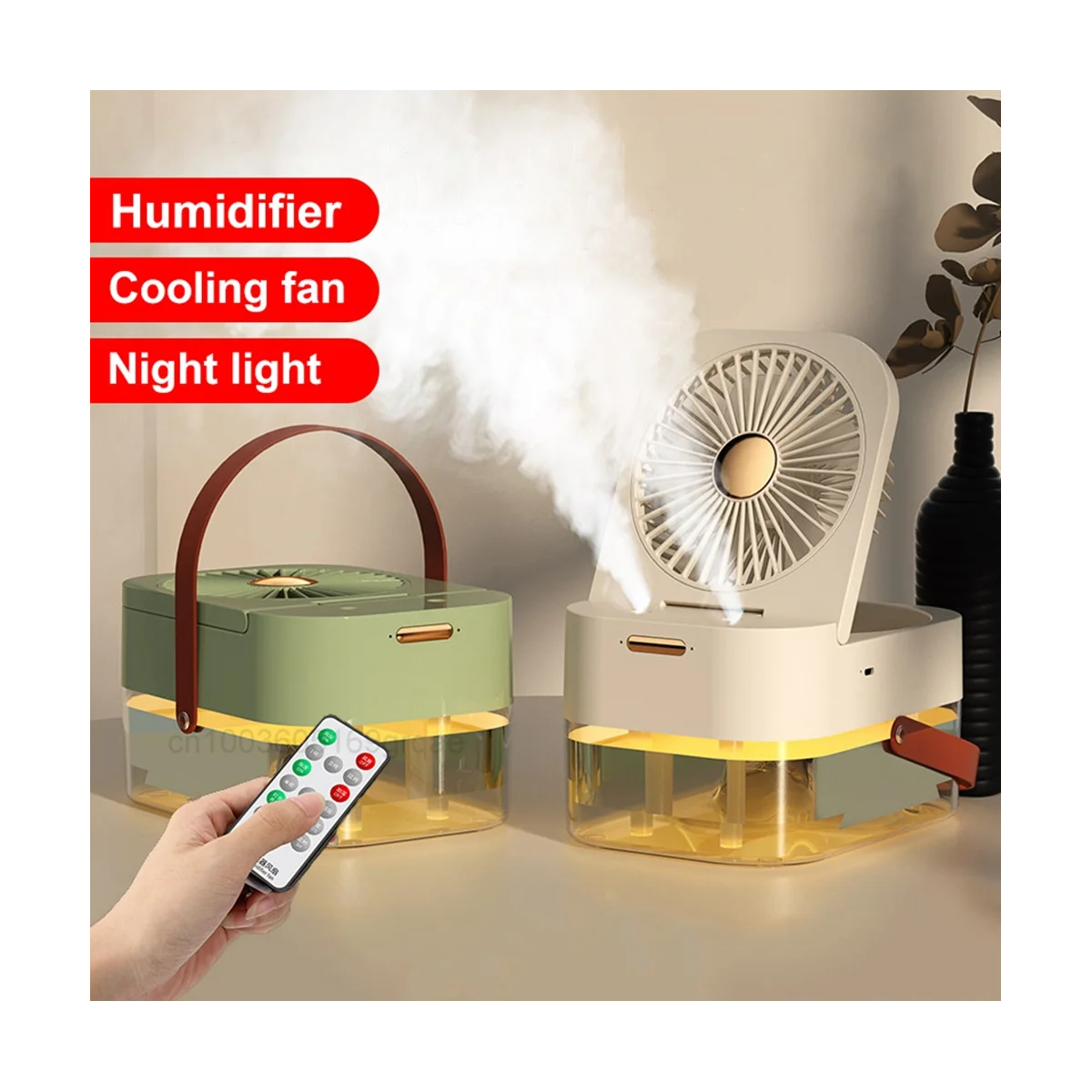 

3 In1 Humidifier Double Spray Fan Portable Fan Air Cooler Humidifier USB Fan Desktop Lamp Fan for Summer Hydration Fan-B