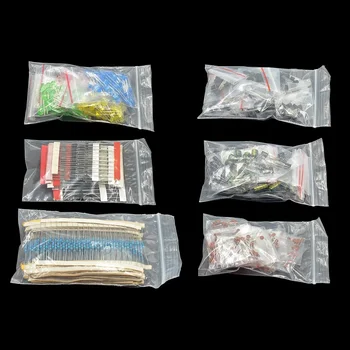 Kit di componenti elettronici Kit di assortimento di resistori a film metallico Diodi led Condensatore elettrolitico Set di ceramici Pacchetto transistor fai da te