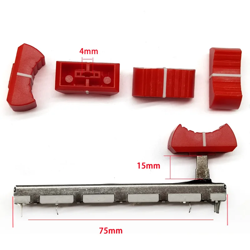 2 Pezzi Yamaha Mg124Cx Mixer Push Pin Doppio Potenziometro A20K, Lunghezza Maniglia 15Mm, 6 Pin 75Mm Cappello Rosso