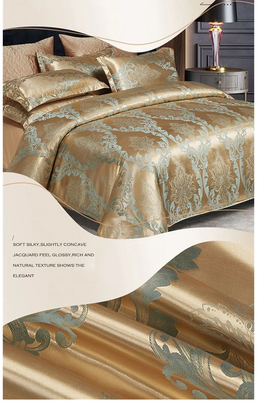 European Luxury Satin Rayon Jacquard Duvet Cover 220x240 2 People Double Bed Quilt Cover Bedding Set Queen King Size Comforter