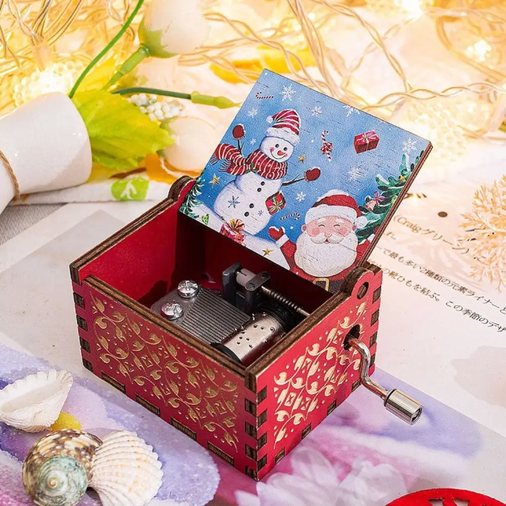 Merry Christmas Halloween Music Box Anime Theme Wooden Hand Cranked Musical Box Children New Year Birthday Gift 3