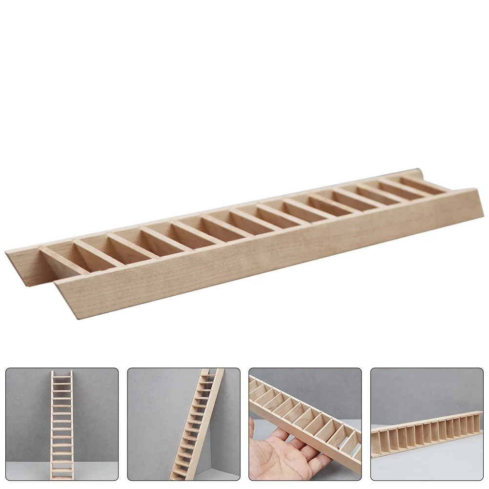 

House Furnishings Miniature Wood Ladder Accessories Furniture Tiny Scene Models Decoration