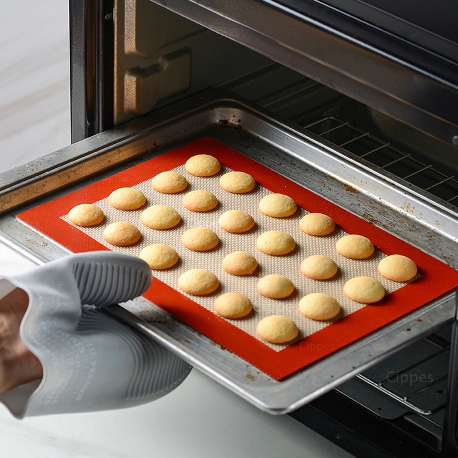 Silicone Reusable Non-Stick Baking Mats - Heat Resistant Bakeware Sheets for Cookies, Macarons, Breads, and Pastries (Set of 2)