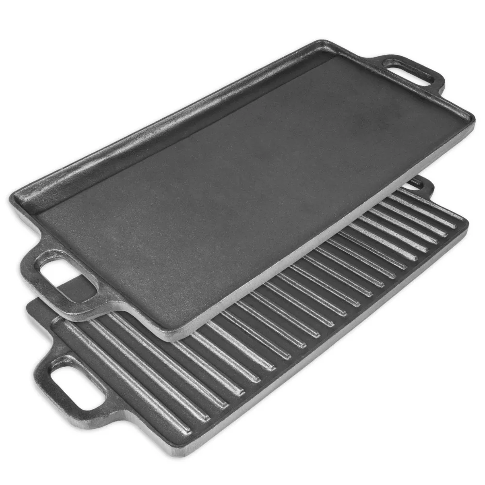 

2-in-1 Reversible & Preseasoned 19.5” x 9” Cast Iron Griddle