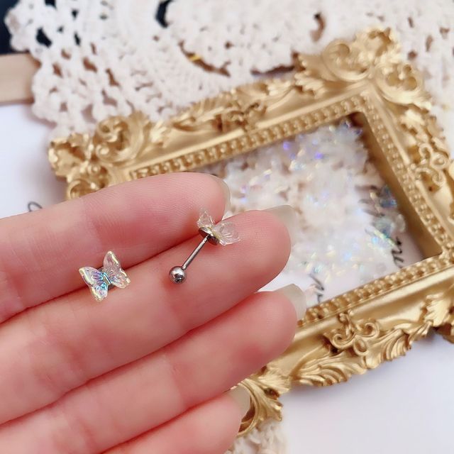 Aurura Butterfly Stud Earrings Trendy Sweet Elegant Style Titanium Steel Earring Studs For Women Girls Fashion Jewelry