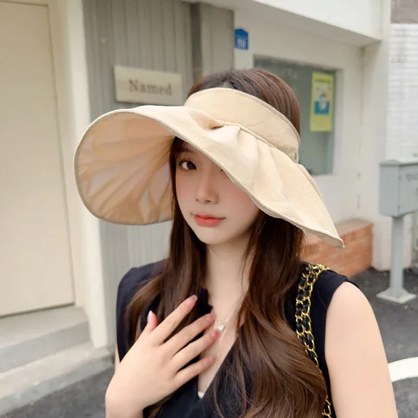 Free Shipping Empty Top Sun Hat Female Summer Hair Band Sun Hat Large Edge Face Sunscreen Shell Sun Hat Hiking Cap
