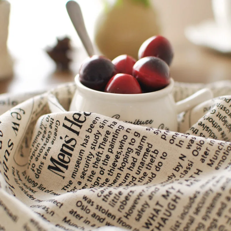 

50x70cm Vintage Retro English Letter Cotton Table Napkin Cloth Kitchen Desktop Mat Napkin Shooting Photography Background Props