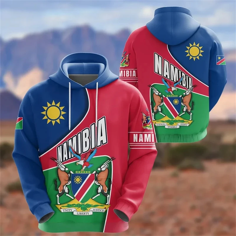 thumbnail image 1 of Sudadera con capucha con estampado de país de África y Namibia, informal, con mapa de bandera, Dashiki, para hombre, ropa, abrigo con emblema nacional, 1 of 4