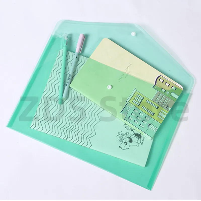 A4 10PCS Plastic Button File Folder Student Test Paper Storage Pouch for Documents Organizer file bag office folder binder folder