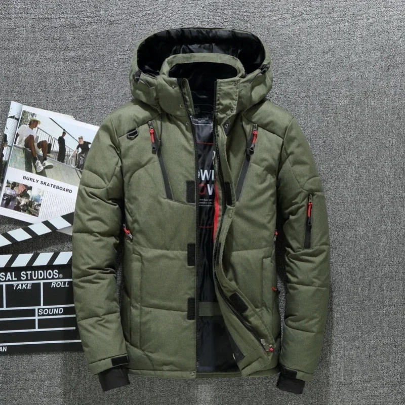 New Top Men Winter Jacket White Duck Down Parka Casual Goose Feather Men's Winter Coat Hood Thick Warm Waterproof Jackets