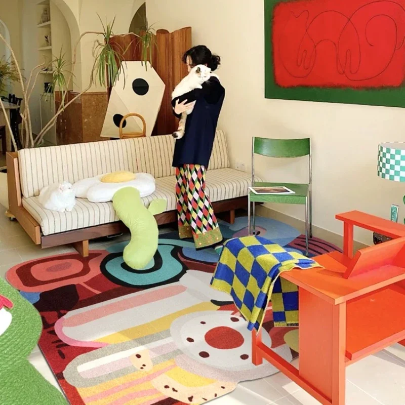 Living Room Carpet Colorful Trendy Special-shaped Bedroom Bedside Rug  Fluffy Plush Fashionable Coffee Table Floor Mat Ковер 양탄자 3