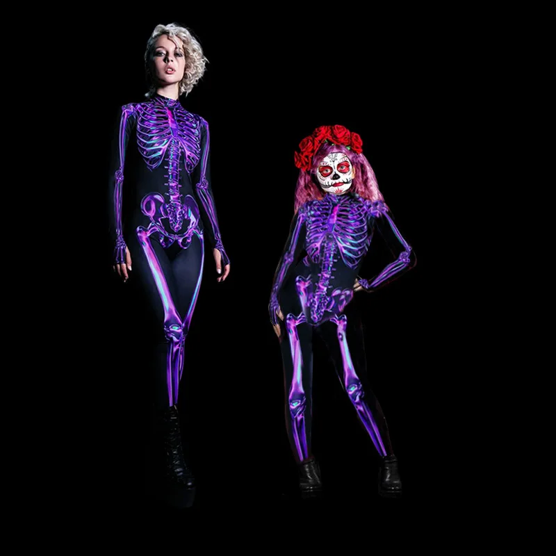 

Family Matching Outfits Women Halloween Skeleton Jumpsuit Ghost Party Horror Romper Carnival Zombie Zentai Scary Cosplay Costume