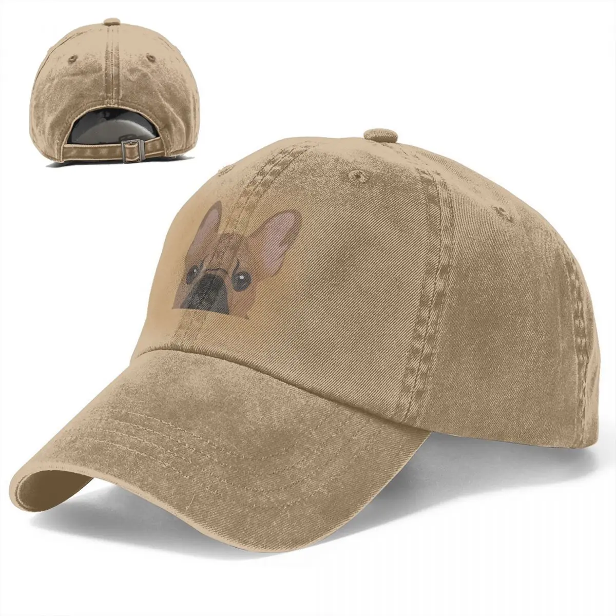 

Curious French Bulldog Denim Baseball Cap Cute Animal Female Casual Trucker Hat Spring Street Style Hip Hop Casual Snapback Cap