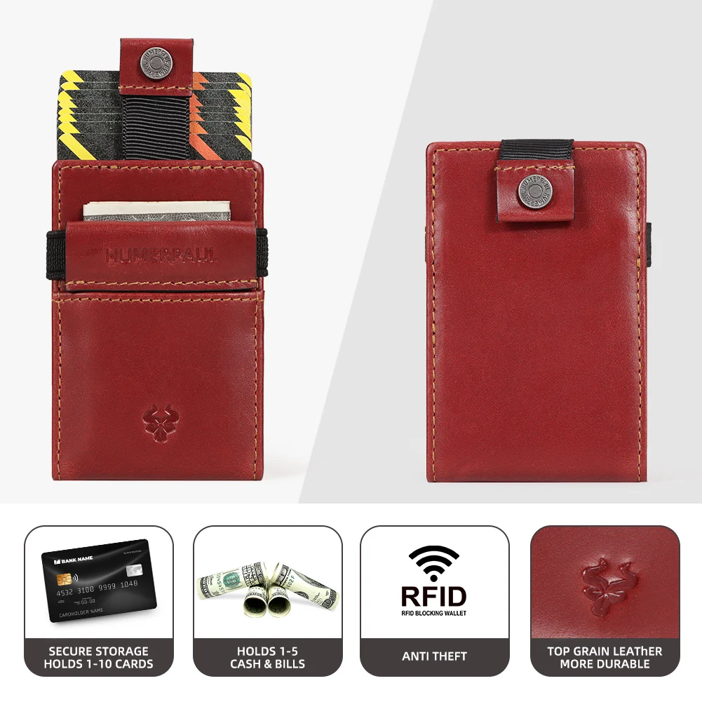 RFID Slim Genuine Leather Credit Card Holder Wallet for Men Portable Mini ID Bank Cardholder Case Business Male Money Clip