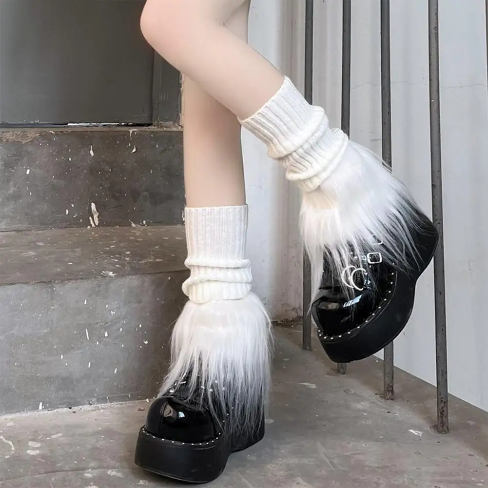 

Winter Calf Leg Warmers Fluffy Hair Warm Pile Boots Stocking Lolita Boot Covers Foot Warming Covers носки женские