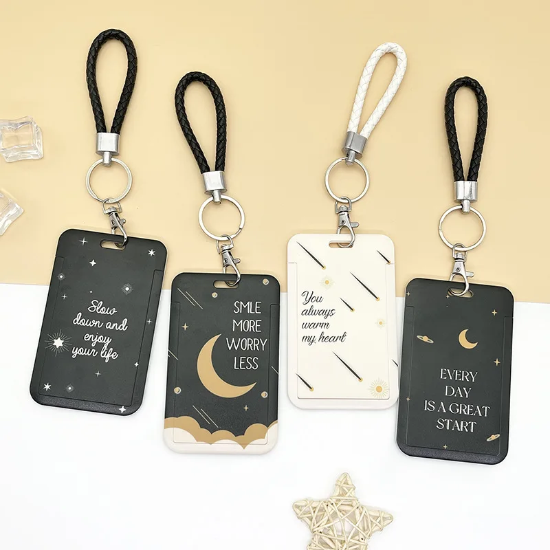 Simple Star Moon Cartoon Card Holder Campus Student Card Work Permit Bank Bus ABS Plastic Cover 1 Pcs card holder