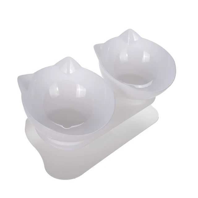 Double Cat Bowl Elevated Pet Non-Slip Water Feeder Bowl with Inclination Stand Small Medium Cat Dog Drinking Bowl Kitten Supples 2