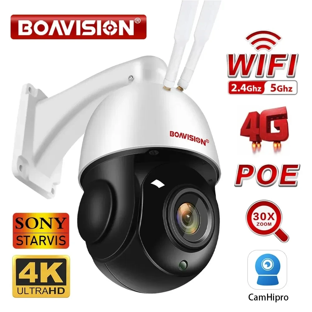 Outdoor IP Camera 8MP 5MP 4G Sim Card WIFI POE AI Auto Tracking 30X Zoom PTZ Speed Dome Two Way Audio IR 80m Surveillance Camera 4mp yoosee outdoor wifi ptz camera dual screen 10x zoom auto tracking wireless waterproof security speed dome ip camera