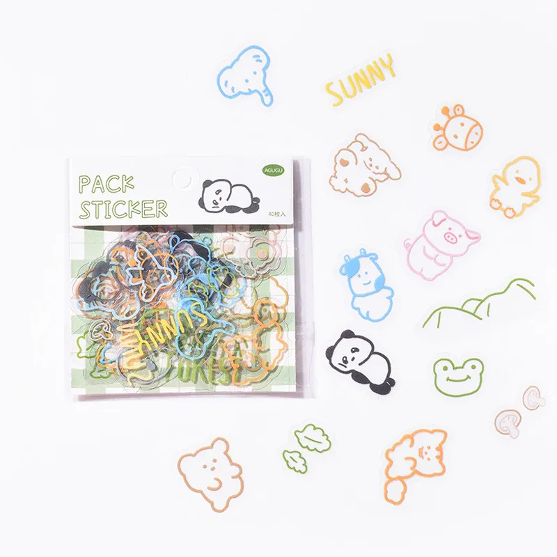 

40Pcs PET Sticker Bag Cartoon DIY Planner Paper Diary Decoration Stationery Stickers Children Pack Office Albums Label Material