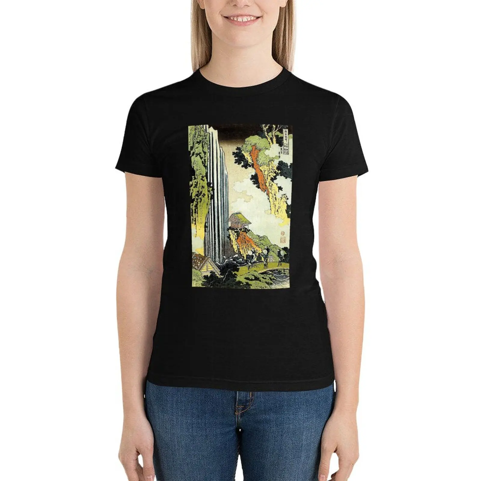 

Waterfall' by Katsushika Hokusai (Reproduction) T-Shirt graphics shirts graphic tees tops Women