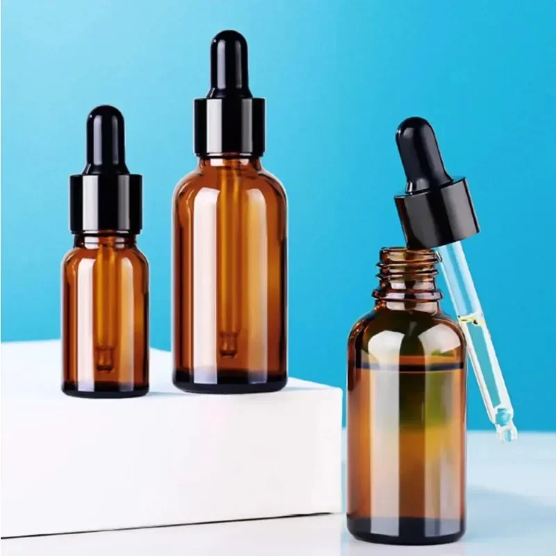 스포이드 병 리필 가능한 병, 앰버 유리 아로마 테라피 액체 피펫 병, 5ml-100ml 시약병, 여행용
