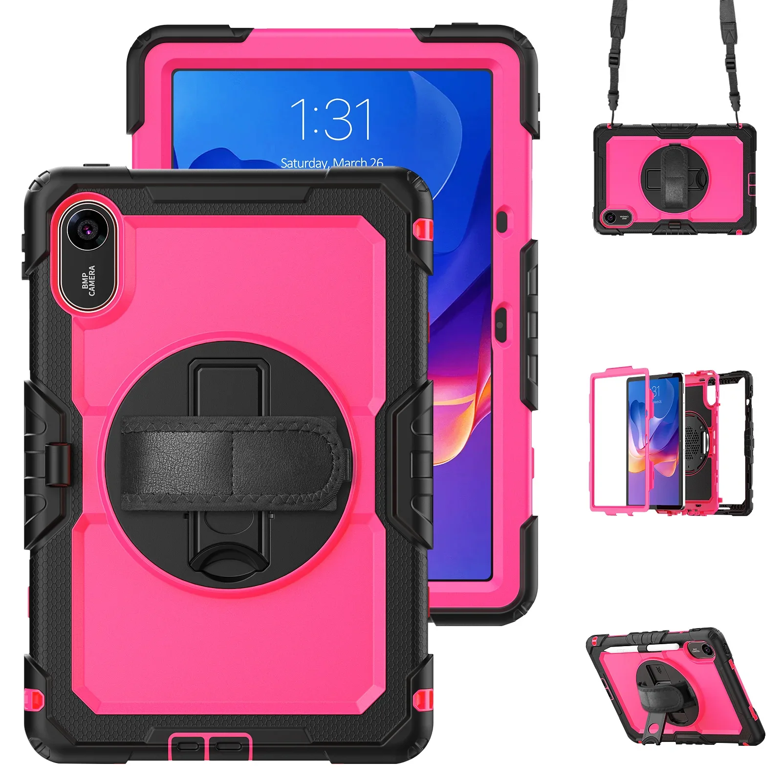 Heavy Duty Shockproof Tablet Case with Screen Protectors & Shoulder Strap