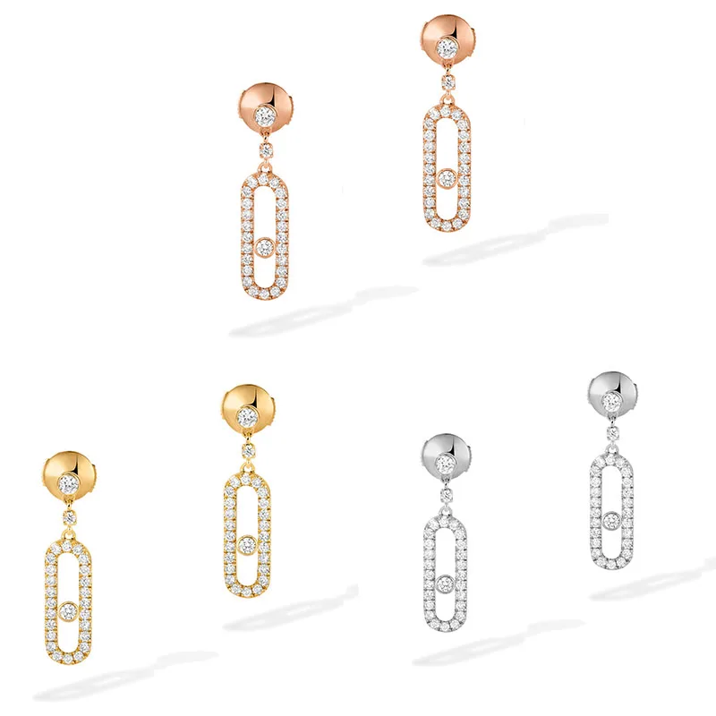 

French Luxury Brand Jewelry High Quality 925 Silver MOVE UNO Set with Diamonds Earrings For Women Charming Gift Of Wedding