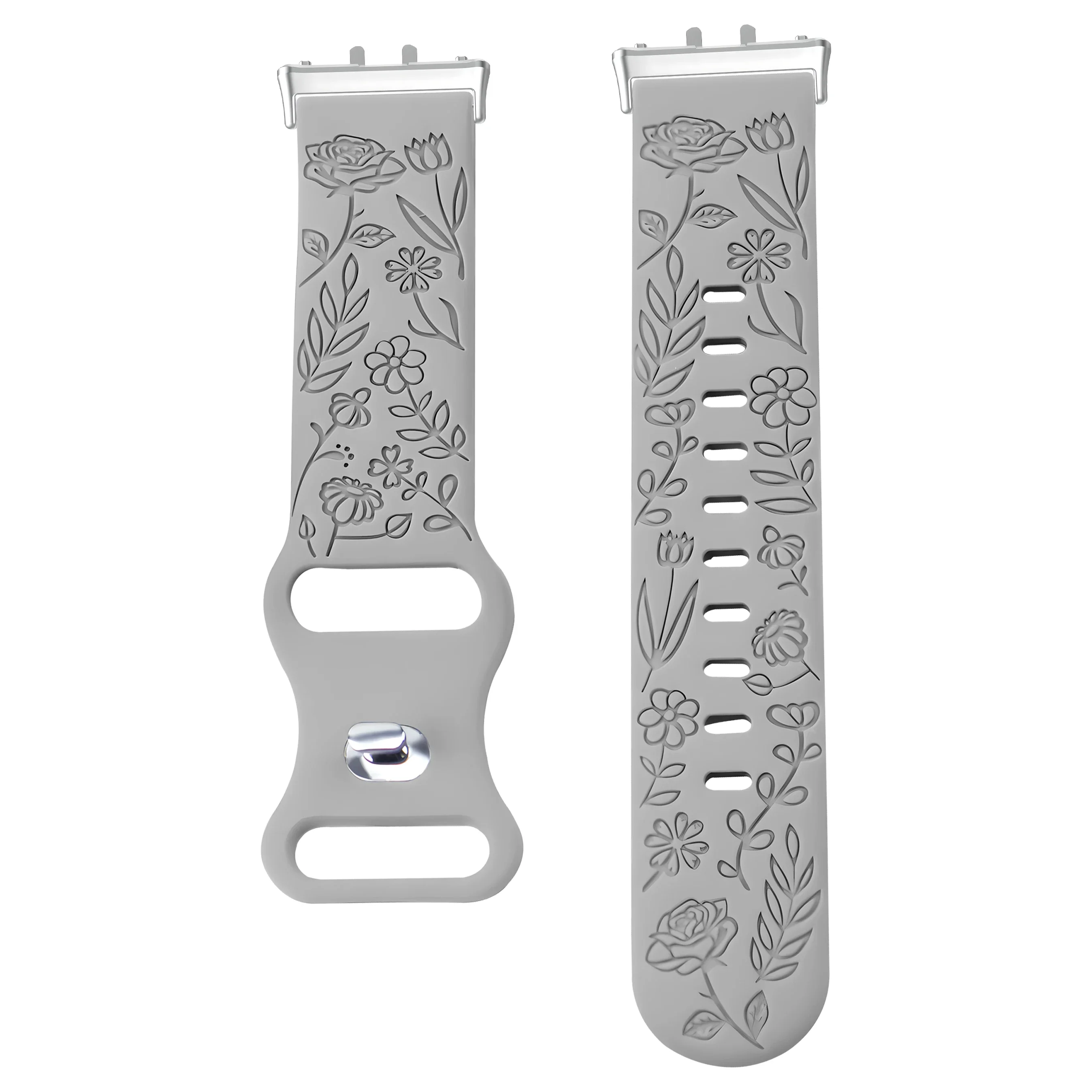 Floral Design Silicone Engraving Watch Strap Bracelet
