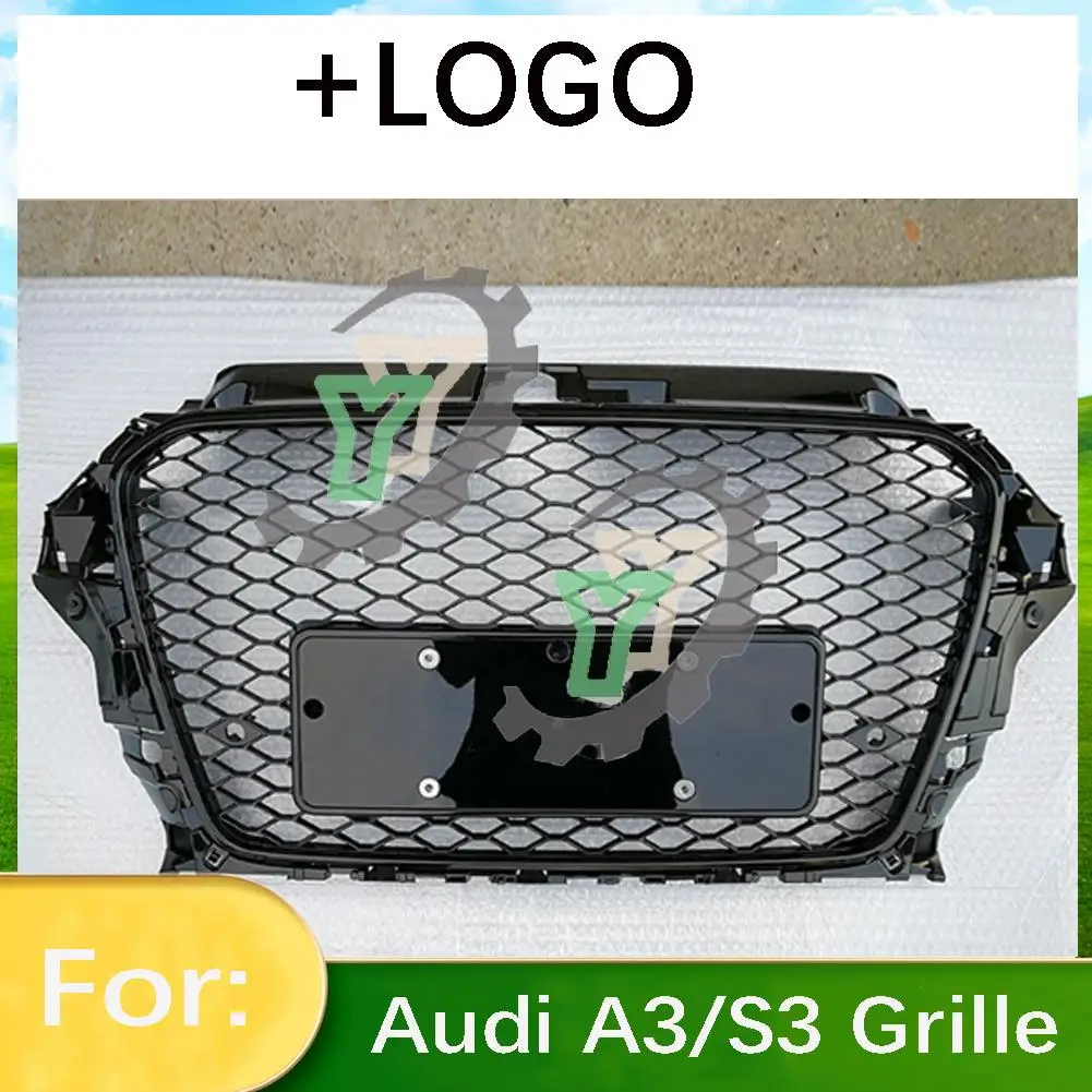 For Audi A3/S3 2014 2015 2016 8V Car Front Bumper Grille Centre Panel Styling Upper Grill (Modify For RS3 style)