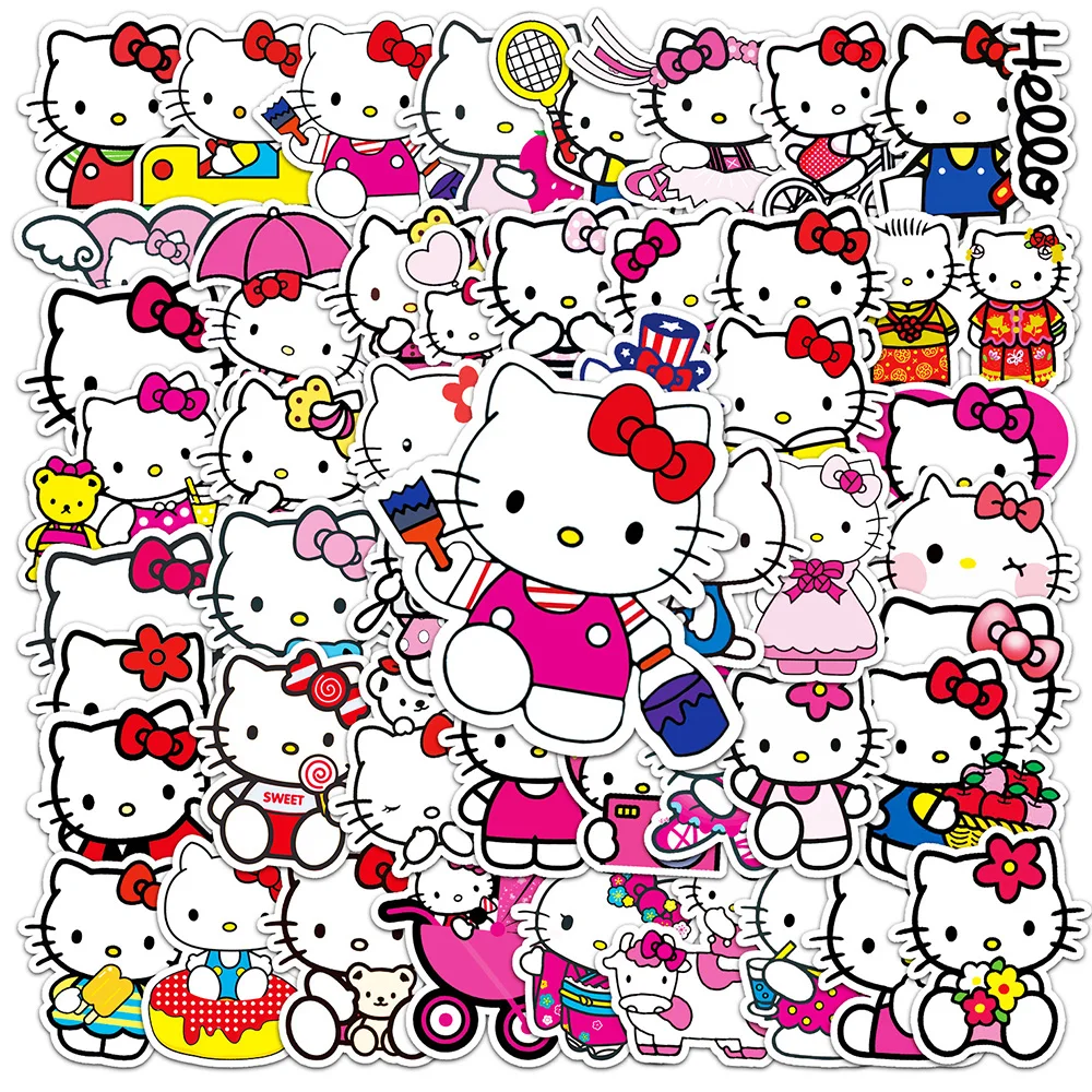 

10/30/50pcs Hello Kitty Anime Stickers Aesthetic Cartoon Decal Graffiti DIY Bicycle Car Cute Decoration Sticker Fun Classic Toys